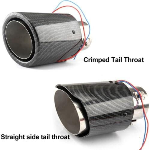 Car Exhaust Muffler Pipe Tip With LED Light Carbon Fiber Luminous Tailpipe Car Modified Single Tail Throat Universal