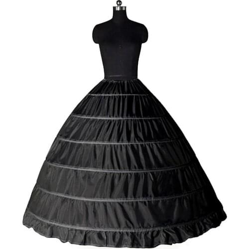 Ball Gown Petticoat Cheap White Black Crinoline Underskirt Wedding Dress Slip 6 Hoop Crinoline For Quinceanera Dress