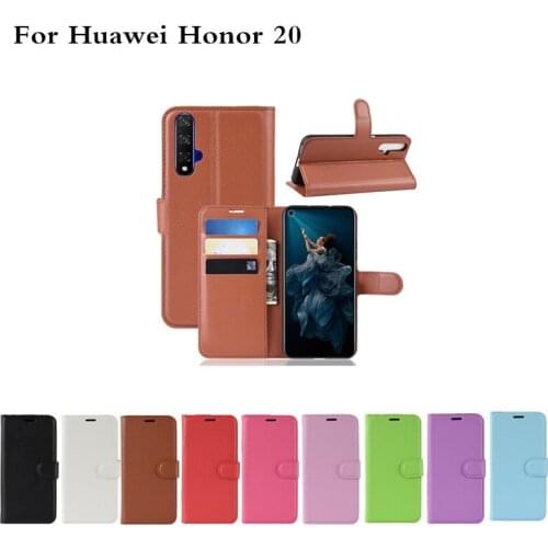 50pcs/lot PU leather Flip Wallet Litchi Pattern Phone Case For Huawei Honor 20 Pro P Smart Z Nova 5i Y9 Prime 2019 Lychee Grain