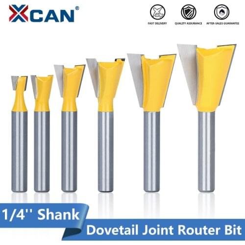 XCAN 1/4 Shank Dovetail Joint Router Bit 1/4''-7/8'' Woodwork Engraving Bit Milling Cutter for Wood Cut Woodworking Toos