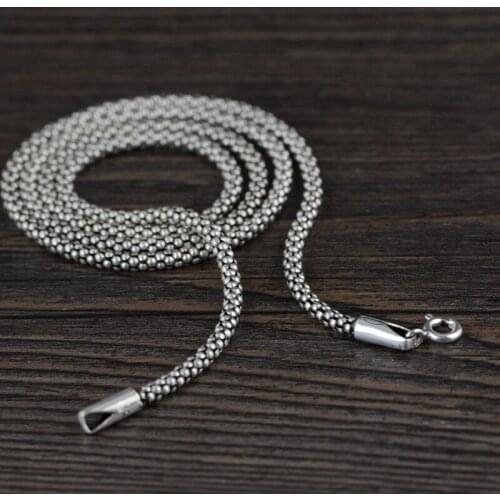FNJ 2.5mm Chain Necklaces 925 Silver 40cm to 80cm Original S925 Thai Silver Women Men Necklace