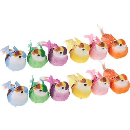 Artificial Bird Foam Feather Wedding Decoration Mini Sparrow Craft Garden Home DIY Fake Ornaments Table 12PCS Party Accessories