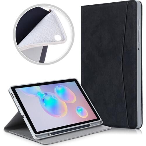 Galaxy Tab S6 Lite TPU Leather Case Magnet Smart Cover with Pencil Slot for Samsung P610 P615 Protective Skin Shell
