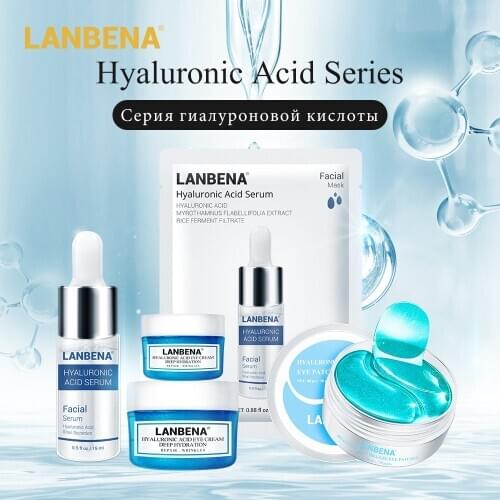 LANBENA Hyaluronic Acid Series Facial Sheet Mask Face cream Eye Cream Eye Patches Shrinking Pores Moisturizing 5 Sets Skin Care