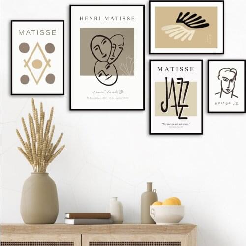 Nordic poster wall art Matisse abstract line face coral leaf gallery print canvas painting home decoration picture living room