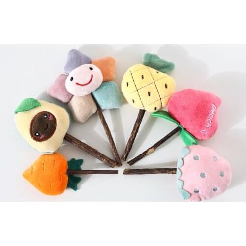 New Arrival Pets Cats Mutian Polygonum Stick Plush Molar Lollipop Tooth Cleaning Stick Strawberry Flower Peach Interactive Toy