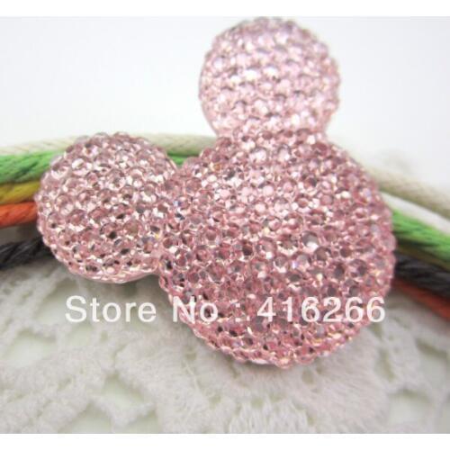 Wholesale 100pcs/lot 35*30mm light pink micky shape flatback Resin rhinestone for DIY phone case decoration