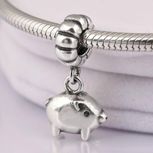 Original Vintage Cute Chinese Zodiac Piggy Pig Pendant Beads Fit 925 Sterling Silver Bead Charm Bracelet Diy Jewelry