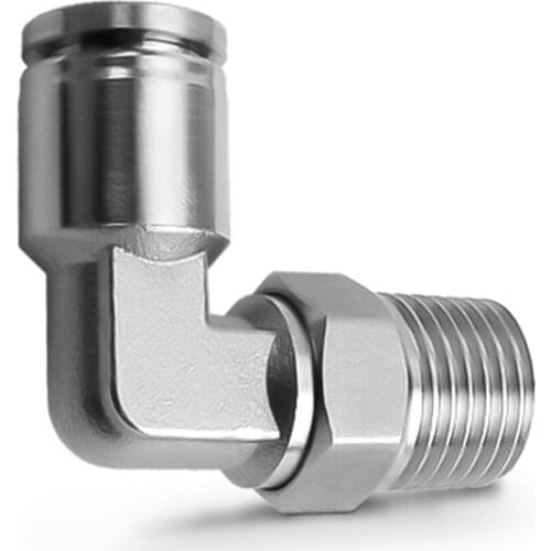 PL pneumatic stainless steel connector BSP4mm-12mm hose 1/8" 1/4" 3/8" 1/2" external thread pneumatic pipe elbow connecting pipe