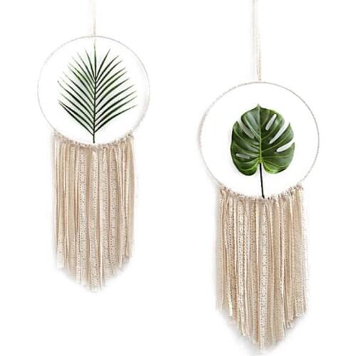 Handmade Woven Tapestry Leaves Dream Captures Wall Hanging Tapestry Wedding Wall Decoration Living Room Home Decor Ins Style