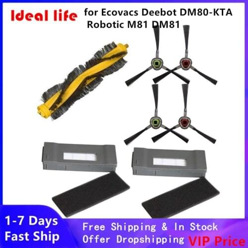 Roller Brush Side Brushes Filters For Ecovacs Robotics DM80-KTA Deebot M81 DM81PRO DM80-KTA M81 DM81 PRO Robot Vacuum Cleaner
