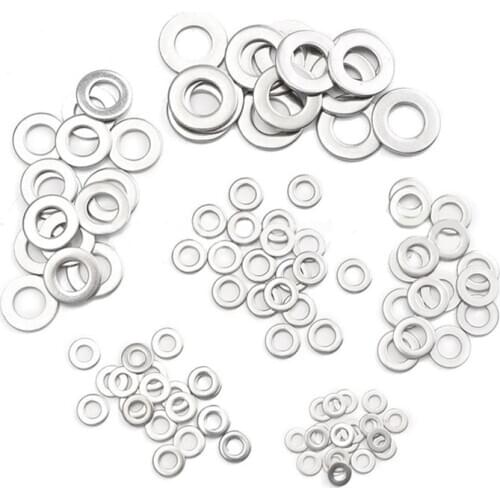 105pcs 304 Flat Stainless Steel Washers M3 M4 M5 M6 M8 M10 for Screws Repair Kit Tool