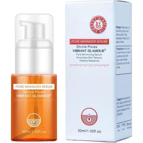 VIBRANT GLAMOUR Pore Minimizer Serum Shrink Pores Salicylic Moisturizing Whitening Oil Control Remove Blackhead Acne Facial Care