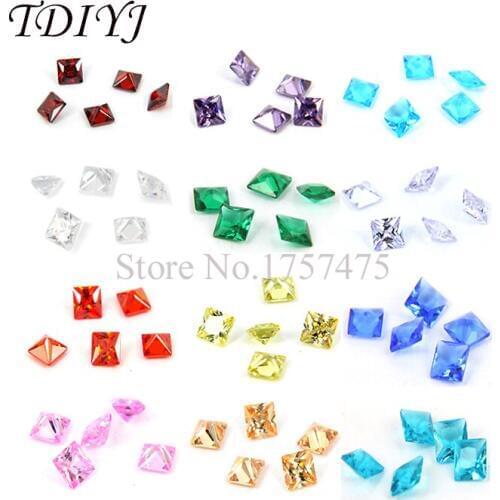 TDIYJ 120pcs High Quality Assorted 5mm Crystal Birthstone Square Floating Charms for Glass Memory Locket as Gifts for Friends