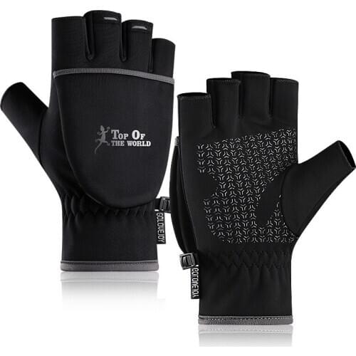 Warm Gloves Half-finger Flip Cover Outdoor Waterproof Plus Velvet Thickened Warmth Leakage FingerFull Finger Sports Cycling