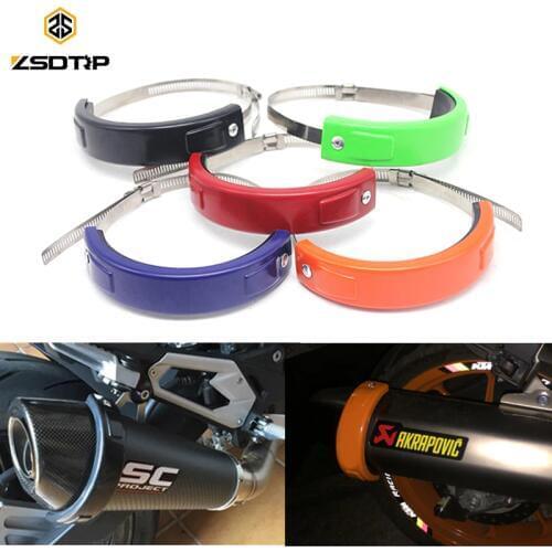 ZSDTRP Motorcycle Universal 100-140MM Racing Round Oval Exhaust Protector Can Cover For Kawasaki Suzuki Yamaha Aprilia Honda KTM
