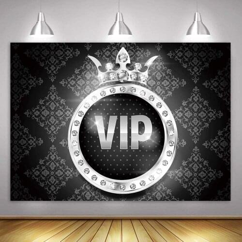 Fantasy Silver VIP Crown Backdrop Sweet Birthday Party Photography Background Props Vinyl Photography Video Backdrop