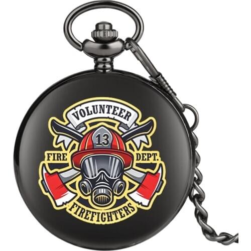 Volunteer Fire Fighter Prints Quartz Pocket Watch Steampunk Firefighter Quartz Watches Pendant Art Souvenir Gifts for Men Women