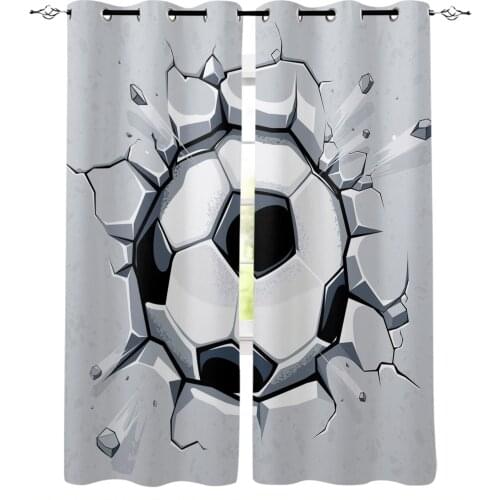 Football Wall Broken Curtains For Bedroom Living Room Modern Kitchen Windows Curtain Home Decoration Drapes