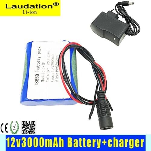1865012v battery 1a charger 3Ah/3000mah lithium battery protection plate rechargeable 12.6V 18650 pack for CCTV/Camera/Light/LED