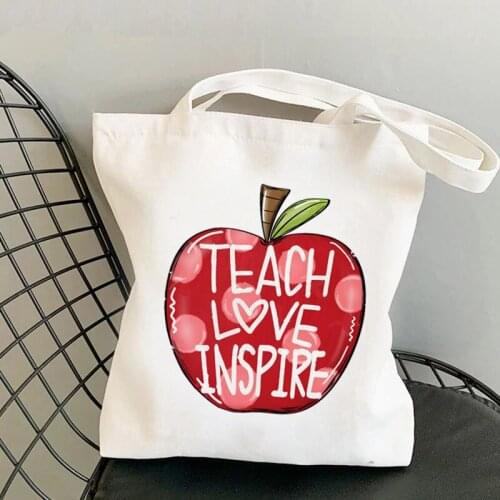 Supplier Teacher love inspire Printed Tote Bag women Harajuku shopper handbag girl Shoulder shopping bag Lady gift Canvas Bag