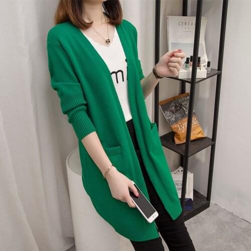 Womens Clothes for Autumn winter Cardigan Sweater Loose Long sleeve Long Coat Soft Knitted Outwear Thickness Warm