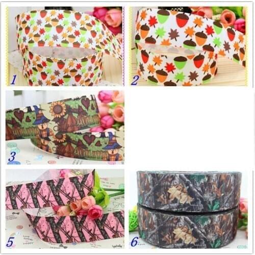 1.5'' Free shipping fall camo pine cone printed grosgrain ribbon hairbow headwear party decoration diy wholesale OEM 38mm S429