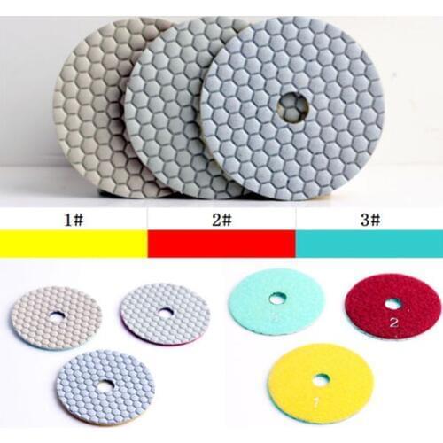 10pcs/set 4" 100mm Grit 1#,2# and 3# dry use of diamond flexible dry 3 step polishing pad,for stone and marble granite