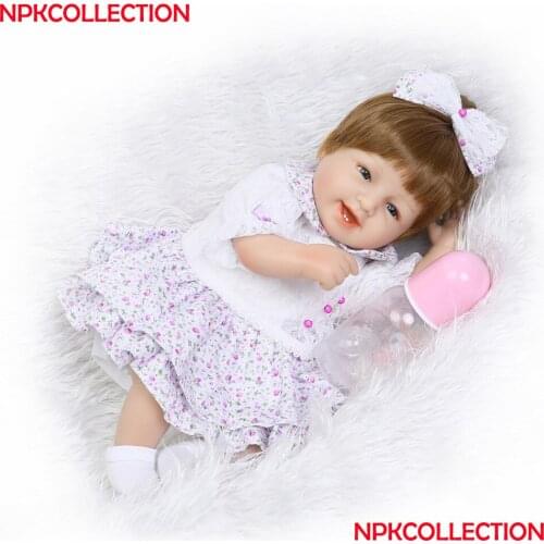 18'' Handmade silicone reborn dolls Real girl baby reborn dolls children bebe gift reborn bonecas brinquedos