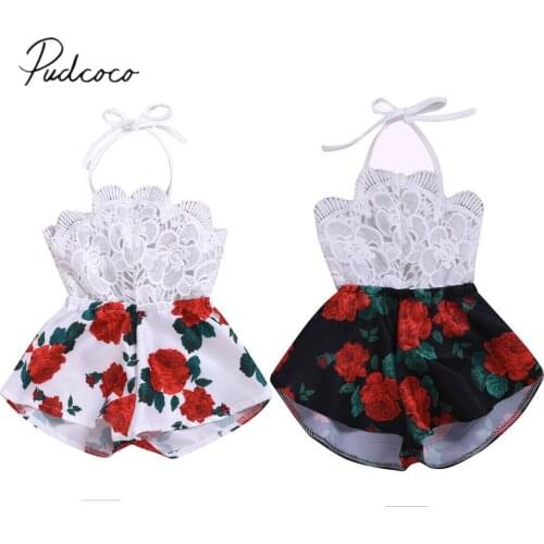 2019 Baby Summer Clothing Summer 0-3Y Infant Baby Girl Romper Sleeveless Belt Lace Flower Print Jumpsuit Sunsuit Outfits Clothes