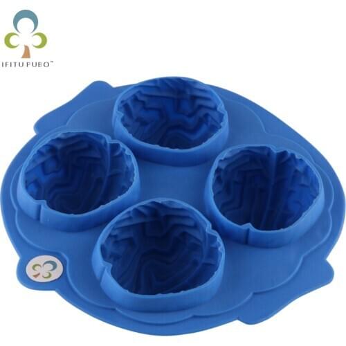 4 Forms Creative Novel Brain Shape Freeze Ice Tray Mould Cookies Chocolate Soap Baking Ice Silicone Mold Kitchen Tool GYH