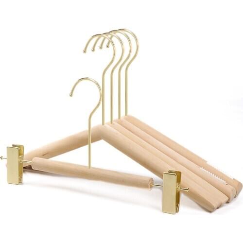 5Pcs Solid Wood Clothes Hanger Non-Slip Clothes Hangers Trousers Dress Drying Rack Home Clothing Store Wardrobe Storage Clip