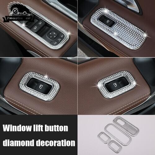 Diamond Window Switch Trim Cover Stickers For Mercedes Benz A Class W177 V177 A180 A200 A220 2019 Lift Switch Button Trim Frame