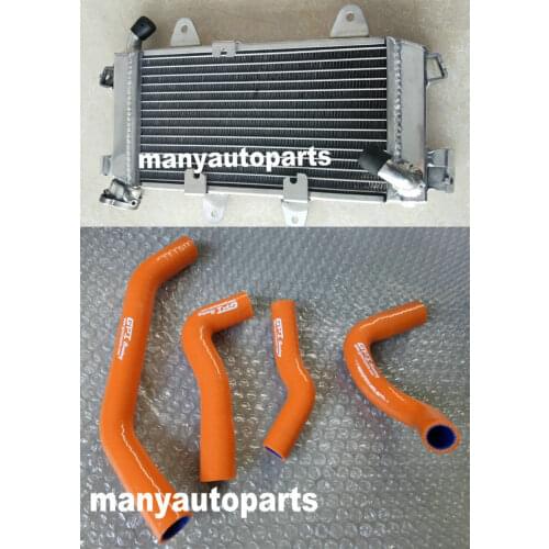 Aluminum Radiator + Orange Silicone Hose Fit for KTM 390 Duke ABS RC 390 LC4 2015-2016 15 16