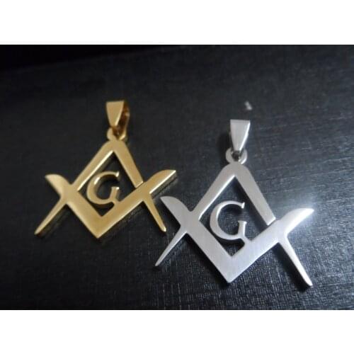 SFree Chain Good Quality Gold Pendant necklace stainless steel Jewelry Men Masonic emblem charms