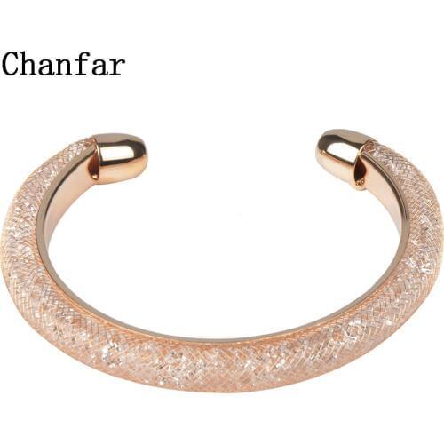 Chanfar Gold Mesh Crystal Bangle Of New Braided Mesh Bangle For Women Cuff Bangle Bracelet Jewelry