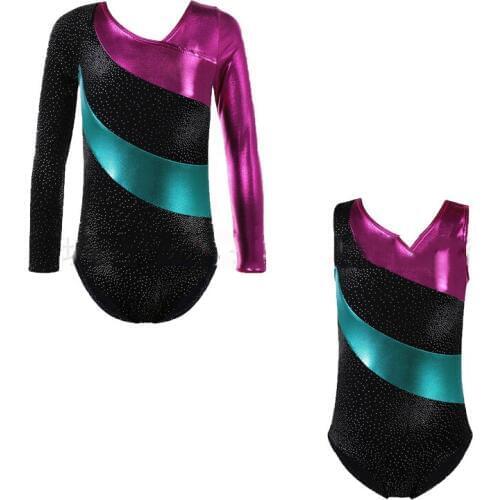 Gymnastics leotard long sleeve metallic dance leotard gymnastics leotard for girls