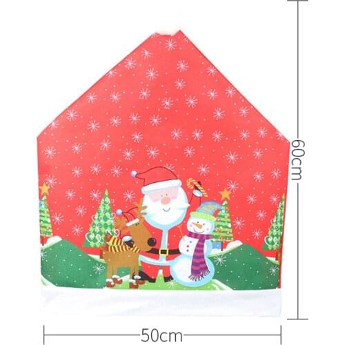 Hot Sale Christmas Soft Santa Claus Snowman Red Chair Back Covers Caps Chair Cover for Home Decoration