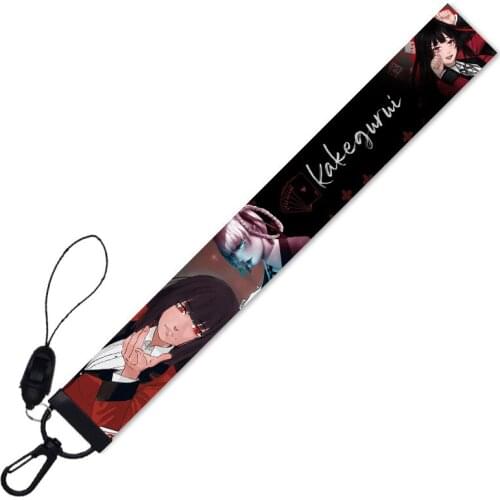 Kakegurui: Compulsive Gambler Lanyards Keychain ID Card Pass Gym Badge Holder Mobile Phone Straps Short Hand Rope Car Key Chain