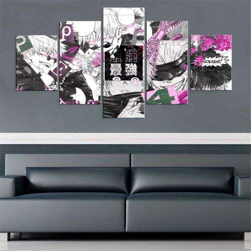 Anime Jujutsu Kaisen Wall Painting Decoration Home Decor Poster Picture Canvas 5 Piece HD Modern Modular Framework Room Art Oil