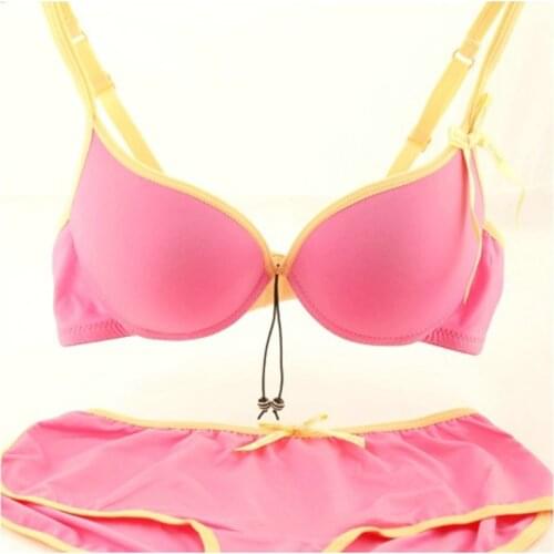 Japanese Candy Solid Color Cotton Lolita Bra Set Underwear Covered Edge Smooth Bras Breathable Underwire Lingerie Cute Girls