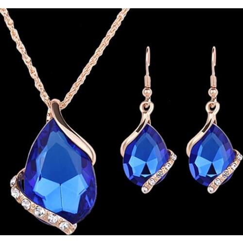 Women Fashion Rhinestone Choker Chain Necklace Drop Earrings Jewelry Set stainless steel wedding jewelry sets for women gift