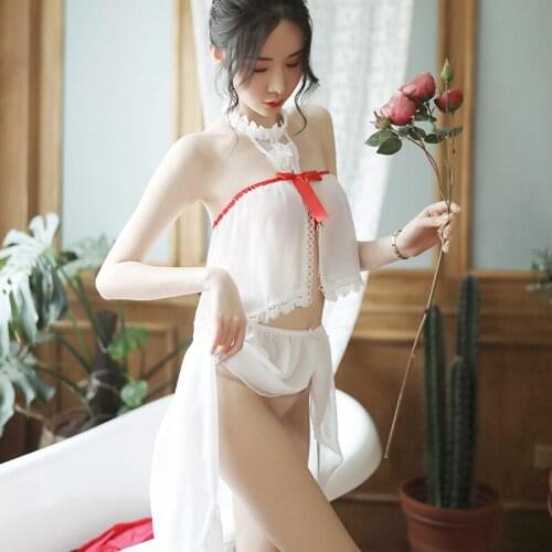 Anime SAO Sword Art Online Yuuki Asuna Cosplay Costume Lolita Girls Sleepwear Set Sexy Chiffon Dress Cosplay Lingerie Drop Ship