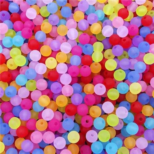 80Pcs 6mm Mixed Color Round Transparent Frosted Glass Bead for Jewelry Making DIY Bracelet Necklace Accessories