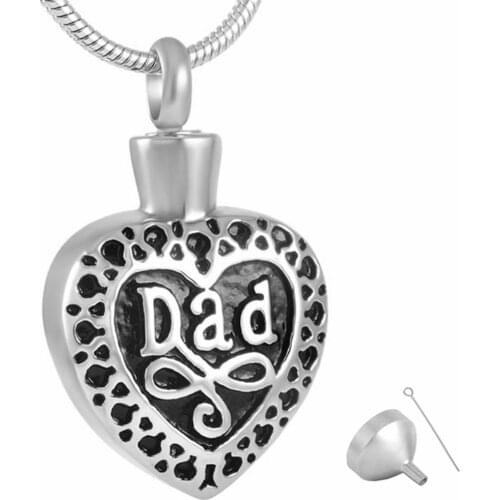 MJD8374 Dad Heart Cremation Jewelry Keepsake Memorial Pendant Urn Necklace Ashes Holder