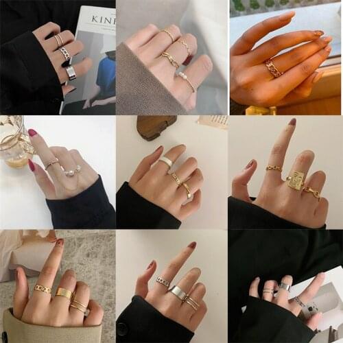 1/3/5Pcs Fashion Imitation Pearl Rings for Women Gold Color Round Wave Geometric Open Finger Rings Set Wedding Party Jewelry