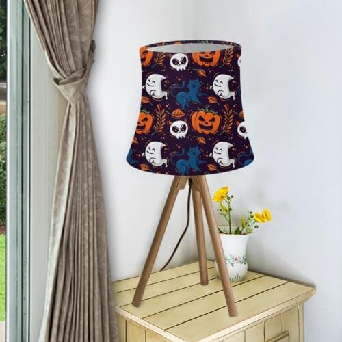 Cartoon Halloween Cat Ghost Pumpkin Print Table Lampshade Washable Lamp Shade Dust Proof Lamp Cover Screen pantalla lampara mesa