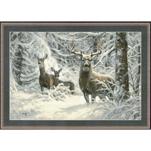Winter Snow Deer Cross Stitch Kits Needlework sewing kit 14CT Unprinted Embroidery Counted Top Quality DIY Handmade Decoration