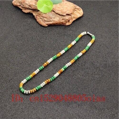 Natural Tricolor Jade Jadeite 6mm Beads Emerald Necklace Fashion Charm Jewelry Carved Amulet Gifts for Women Men