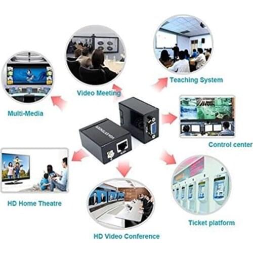 VGA Signal Extension Repeater Adapter Through Rj45 Cat 5e Cat6 Network Cable the Maximum Transmission Distance 200ft / 196.9ft